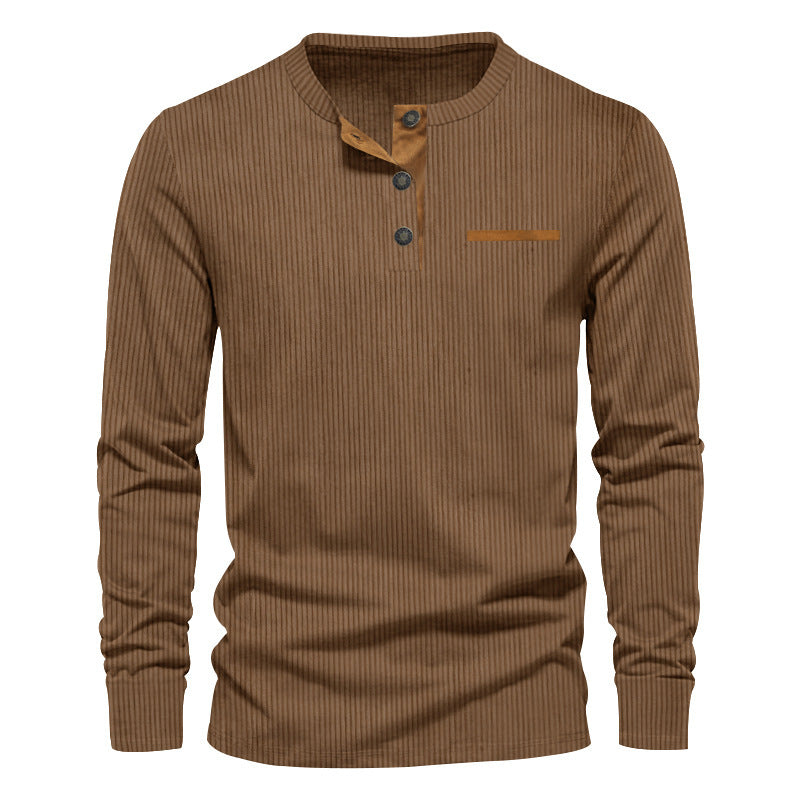 Herrar långärmad Henley-tröja i strukturerat ribbat material med modern knappdesign Eva Jonsson-Eva Jonsson