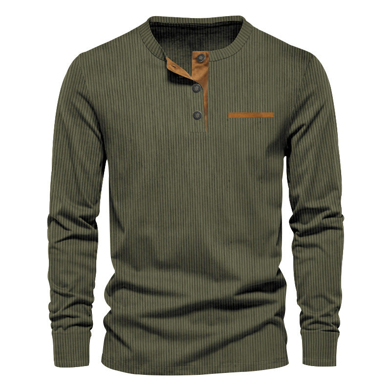 Herrar långärmad Henley-tröja i strukturerat ribbat material med modern knappdesign Eva Jonsson-Eva Jonsson