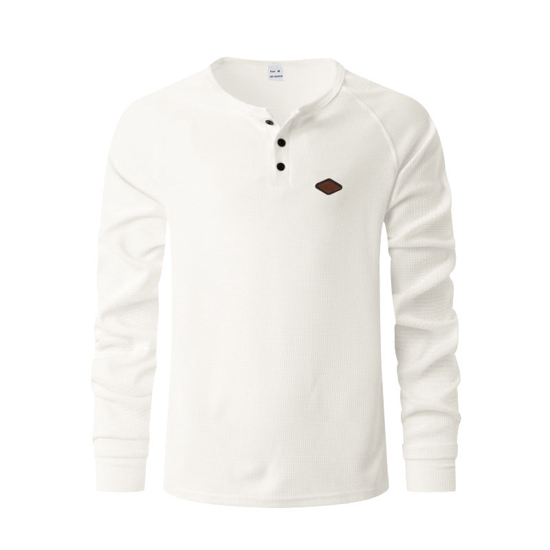 Herrar långärmad Henley-tröja i ventilerande bomullsmix med strukturerad design Eva Jonsson-Eva Jonsson