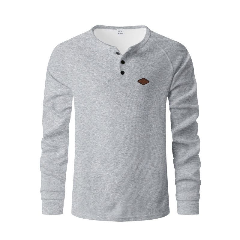 Herrar långärmad Henley-tröja i ventilerande bomullsmix med strukturerad design Mirla-Eva Jonsson