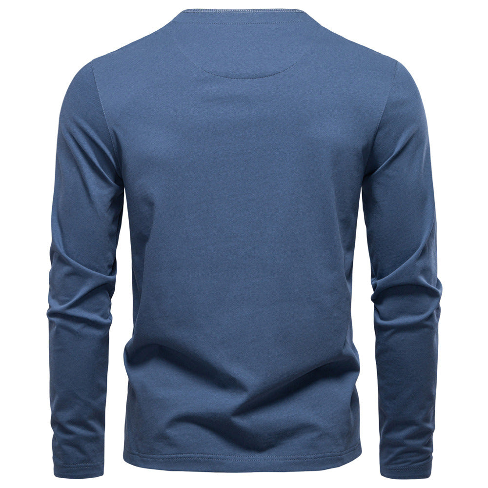 Herrar långärmad Henley-tröja med eleganta tryckknappar och bekväm passform Mirla-Eva Jonsson