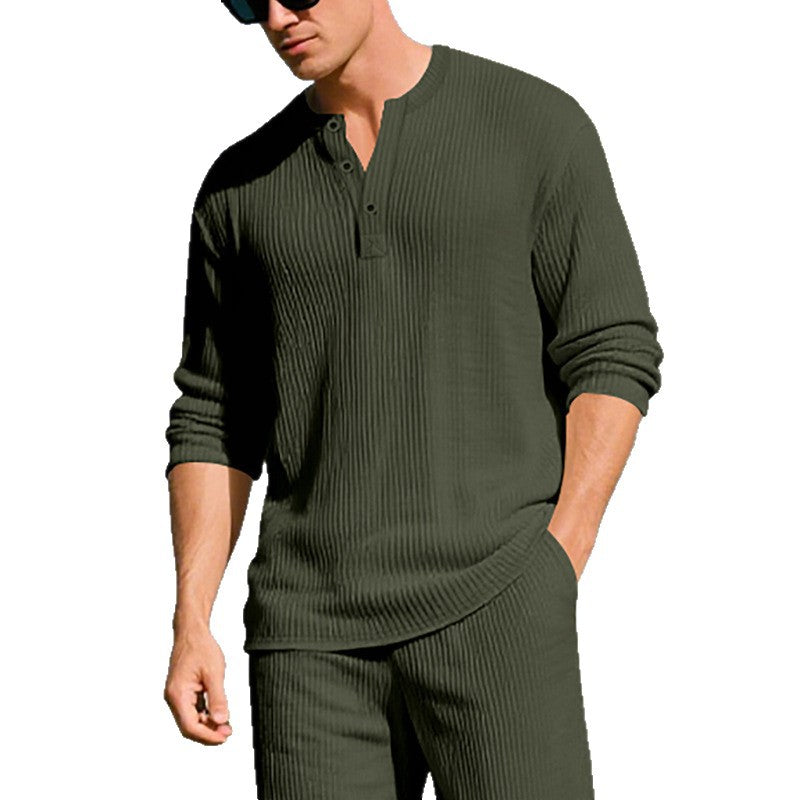 Herrar långärmad Henley-tröja med strukturerad design Mirla-Eva Jonsson