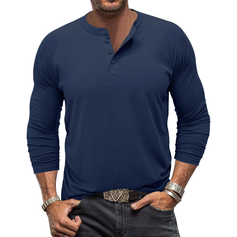 Herrar långärmad T-shirt med knapplist Eva Jonsson-Eva Jonsson