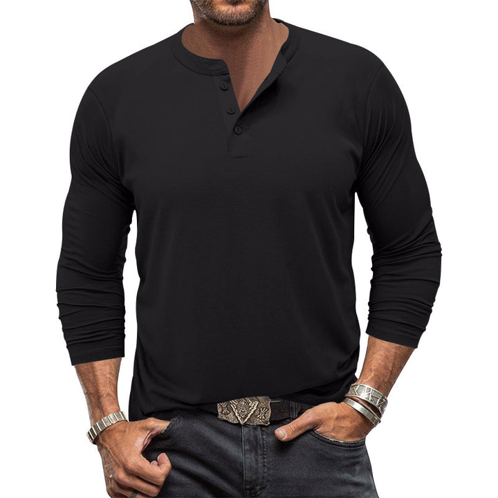 Herrar långärmad T-shirt med knapplist Eva Jonsson-Eva Jonsson