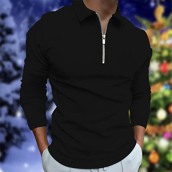 Herrar långärmad polo med dragkedja Eva Jonsson-Eva Jonsson