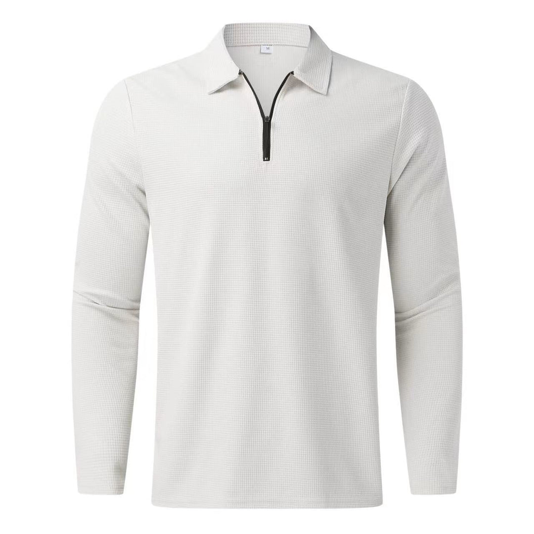 Herrar långärmad polo med dragkedja och strukturell design Mirla-Eva Jonsson