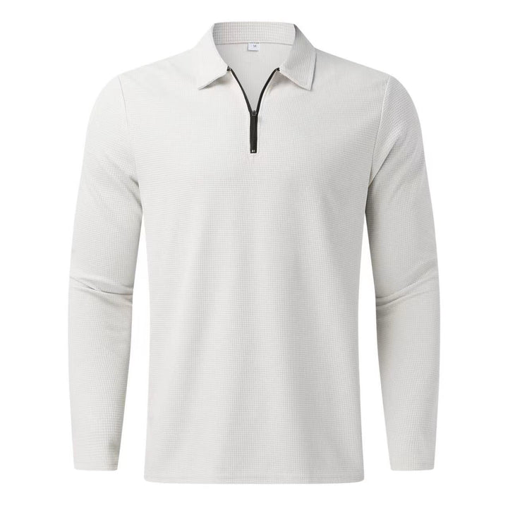 Herrar långärmad polo med dragkedja och strukturell design Mirla-Eva Jonsson
