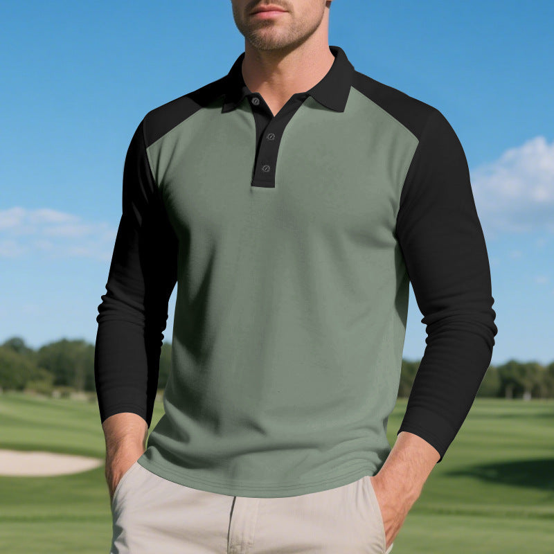 Herrar långärmad polo med sportig ståkrage och ventilerande insatser Mirla-Eva Jonsson