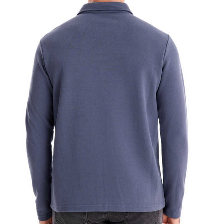 Herrar långärmad polo-shirt med elegant knapplist och sportig skärning Eva Jonsson-Eva Jonsson
