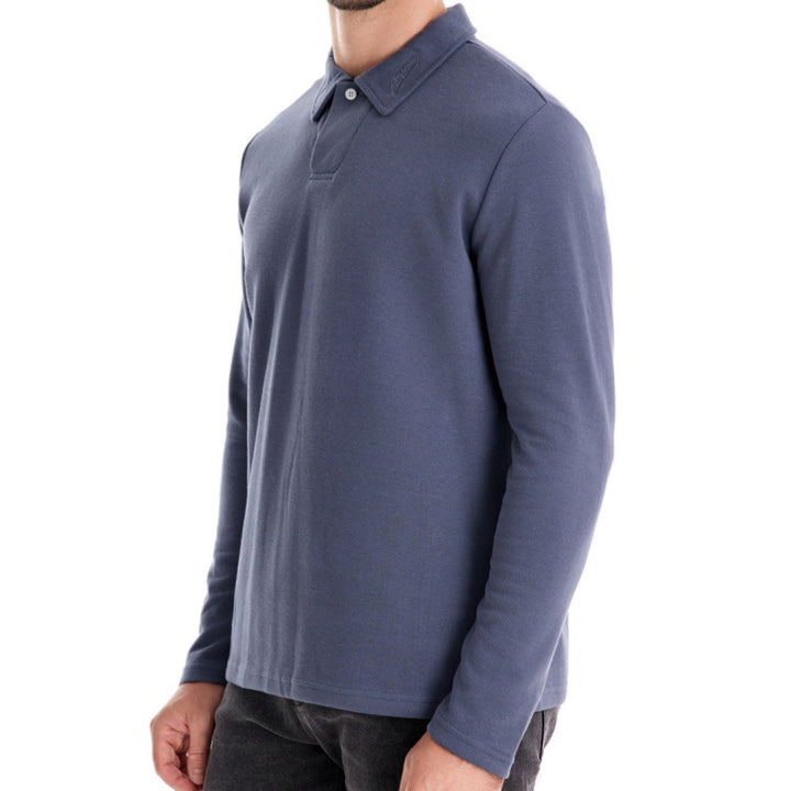 Herrar långärmad polo-shirt med elegant knapplist och sportig skärning Eva Jonsson-Eva Jonsson
