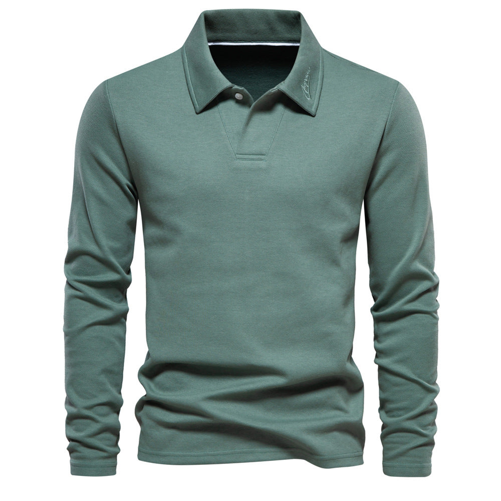 Herrar långärmad polo-shirt med elegant knapplist och sportig skärning Eva Jonsson-Eva Jonsson