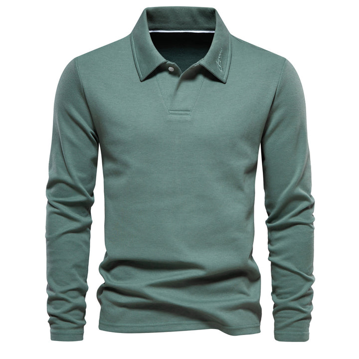 Herrar långärmad polo-shirt med elegant knapplist och sportig skärning Eva Jonsson-Eva Jonsson