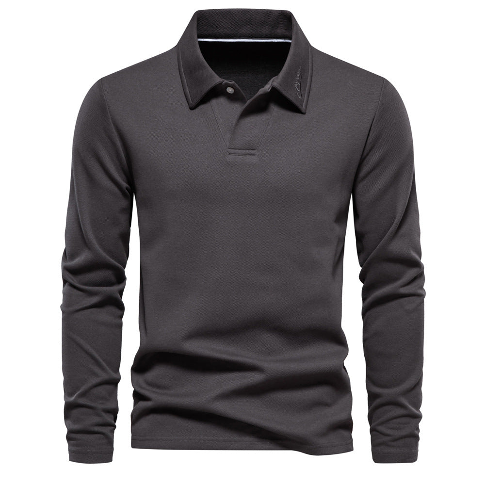 Herrar långärmad polo-shirt med elegant knapplist och sportig skärning Eva Jonsson-Eva Jonsson