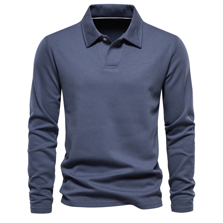 Herrar långärmad polo-shirt med elegant knapplist och sportig skärning Eva Jonsson-Eva Jonsson