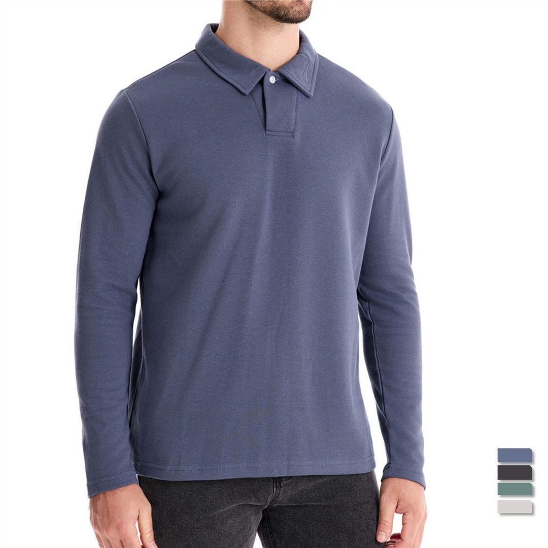 Herrar långärmad polo-shirt med elegant knapplist och sportig skärning Eva Jonsson-Eva Jonsson