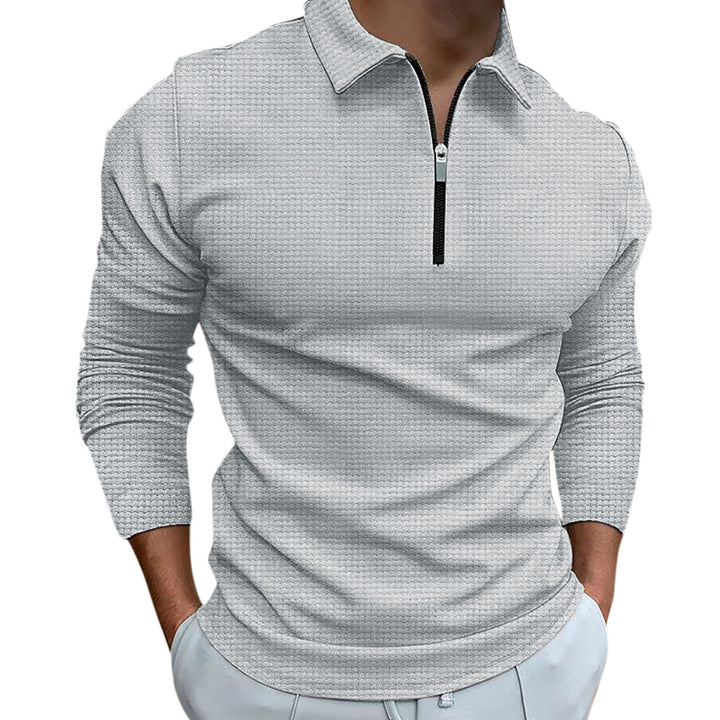 Herrar långärmad polo-skjorta med dragkedja och strukturerad design Mirla-Eva Jonsson