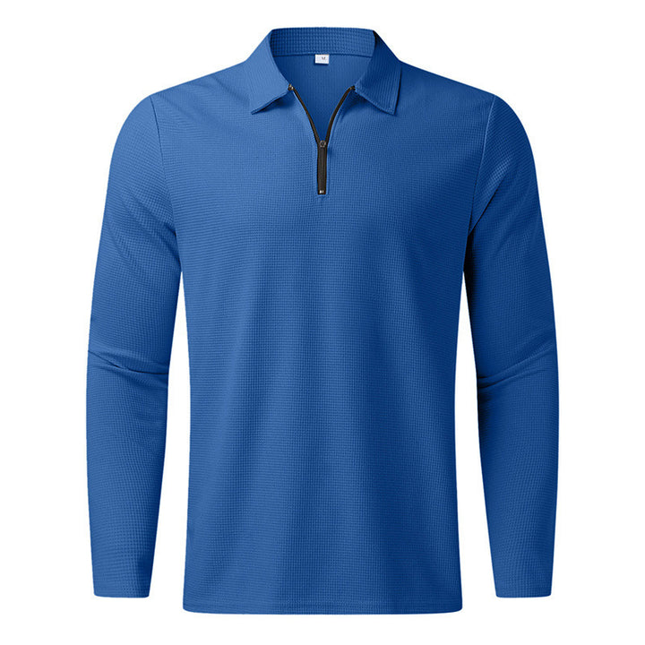Herrar långärmad polo t-shirt med modern blixtlås och ventilerande struktur Eva Jonsson-Eva Jonsson