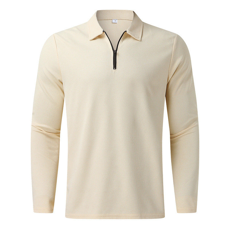 Herrar långärmad polo t-shirt med modern blixtlås och ventilerande struktur Mirla-Eva Jonsson