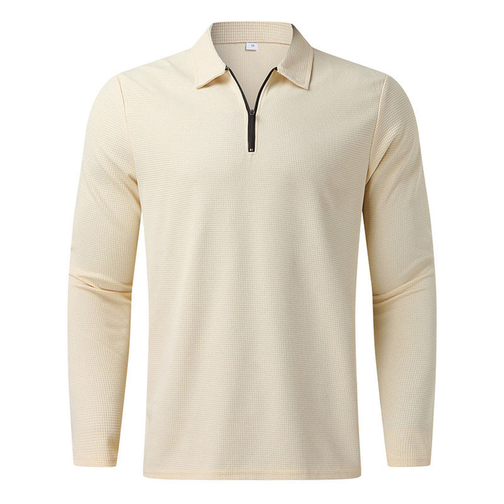 Herrar långärmad polo t-shirt med modern blixtlås och ventilerande struktur Mirla-Eva Jonsson
