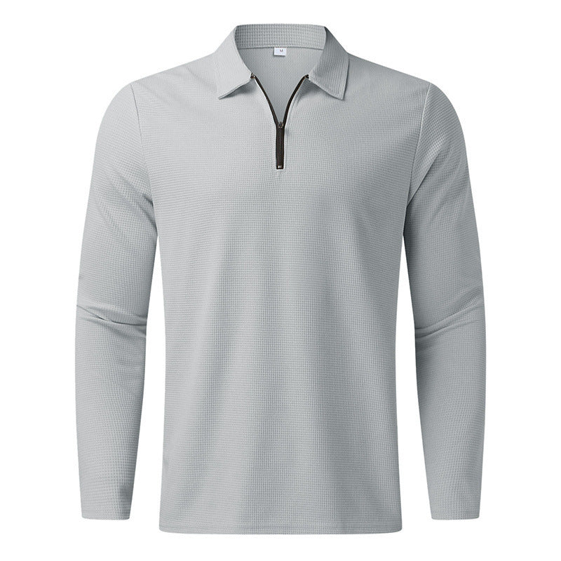 Herrar långärmad polo t-shirt med modern blixtlås och ventilerande struktur Mirla-Eva Jonsson
