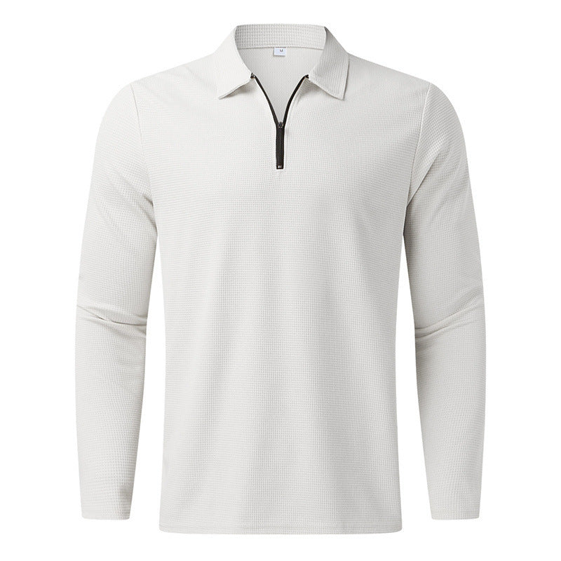 Herrar långärmad polo t-shirt med modern blixtlås och ventilerande struktur Mirla-Eva Jonsson