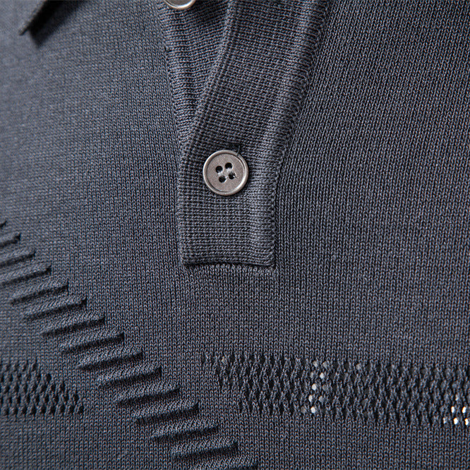 Herrar långärmad polo t-shirt med modern strukturdesign Eva Jonsson-Eva Jonsson