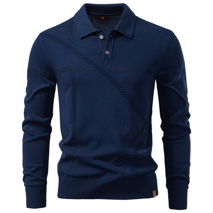 Herrar långärmad polo t-shirt med modern strukturdesign Eva Jonsson-Eva Jonsson