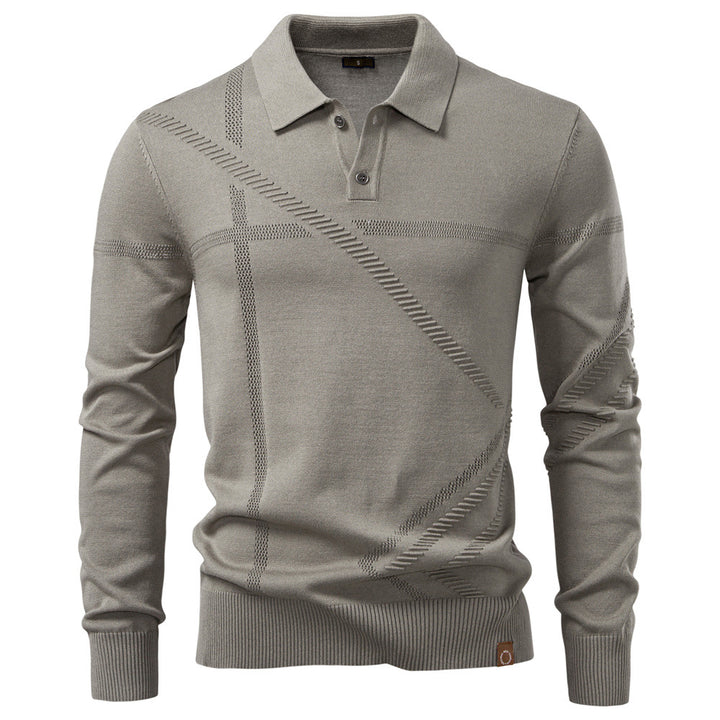 Herrar långärmad polo t-shirt med modern strukturdesign Eva Jonsson-Eva Jonsson