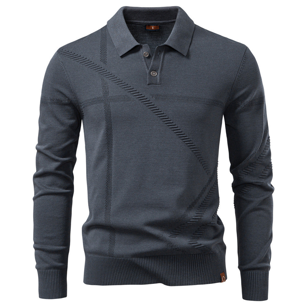 Herrar långärmad polo t-shirt med modern strukturdesign Eva Jonsson-Eva Jonsson