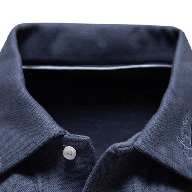 Herrar långärmad poloshirt i andningsaktiv bomullsblandning med moderna accenter Mirla-Eva Jonsson