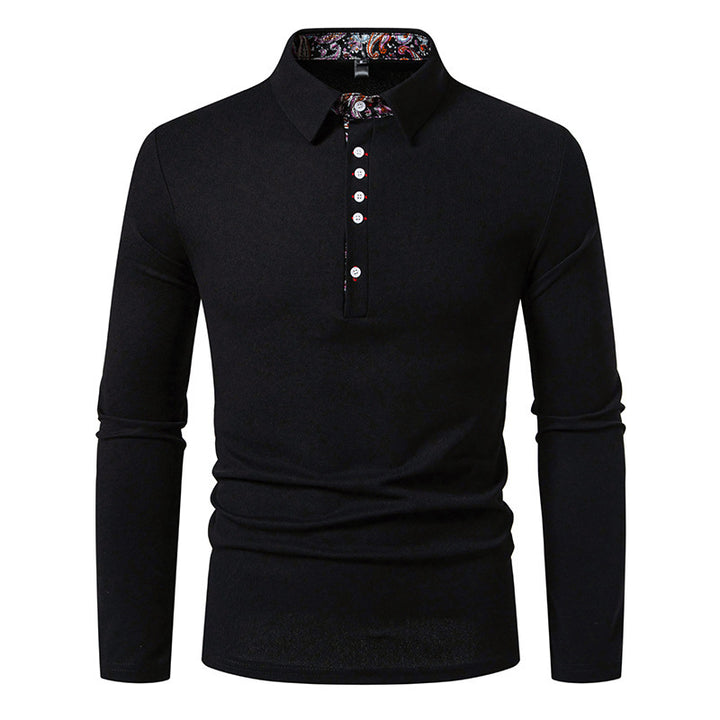 Herrar långärmad poloshirt med exceptionell krage-design Eva Jonsson-Eva Jonsson