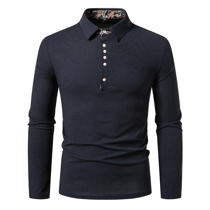 Herrar långärmad poloshirt med exceptionell krage-design Eva Jonsson-Eva Jonsson