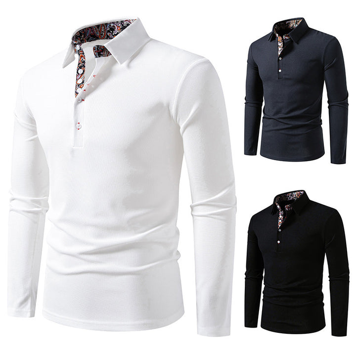 Herrar långärmad poloshirt med exceptionell krage-design Mirla-Eva Jonsson