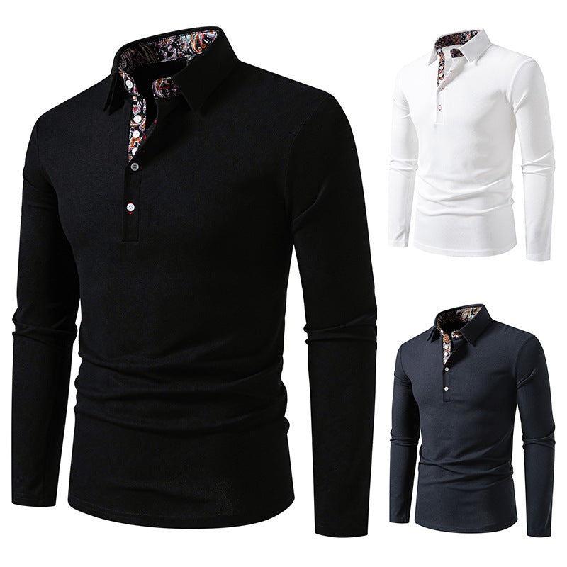 Herrar långärmad poloshirt med exceptionell krage-design Mirla-Eva Jonsson