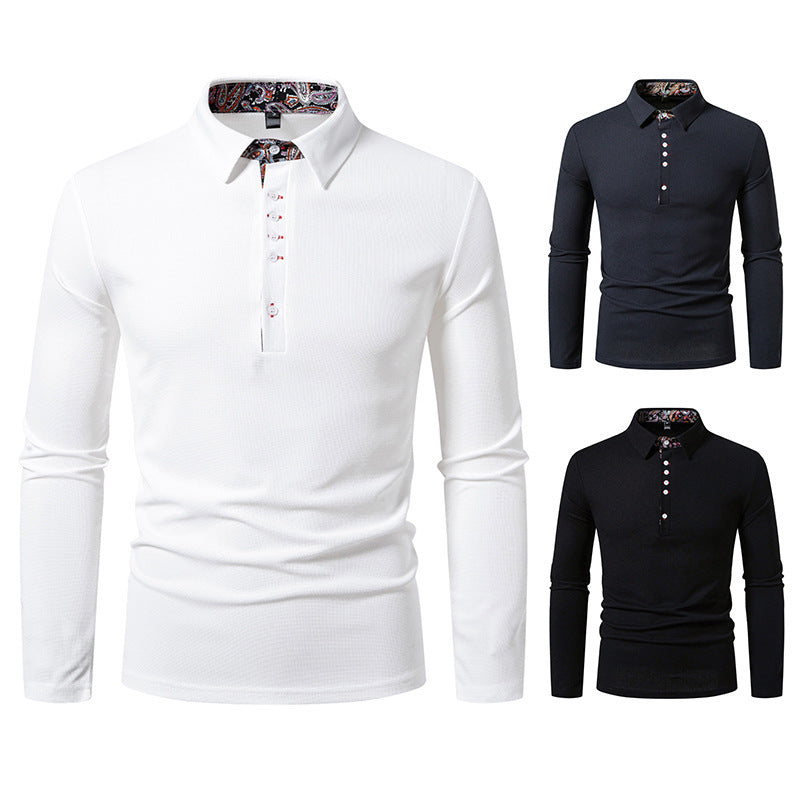 Herrar långärmad poloshirt med exceptionell krage-design Mirla-Eva Jonsson