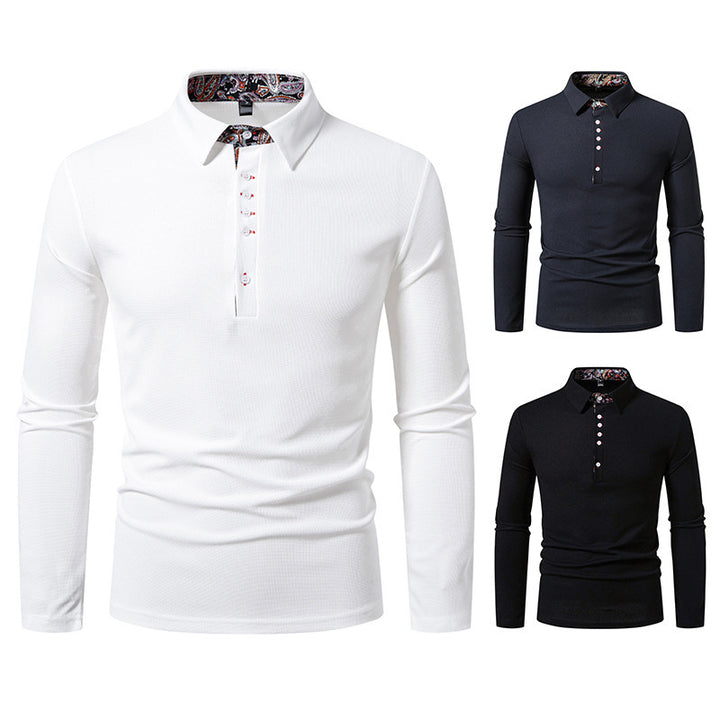 Herrar långärmad poloshirt med exceptionell krage-design Mirla-Eva Jonsson
