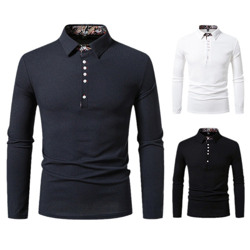 Herrar långärmad poloshirt med exceptionell krage-design Mirla-Eva Jonsson