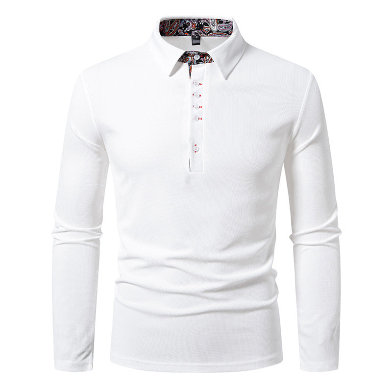 Herrar långärmad poloshirt med exceptionell krage-design Mirla-Eva Jonsson
