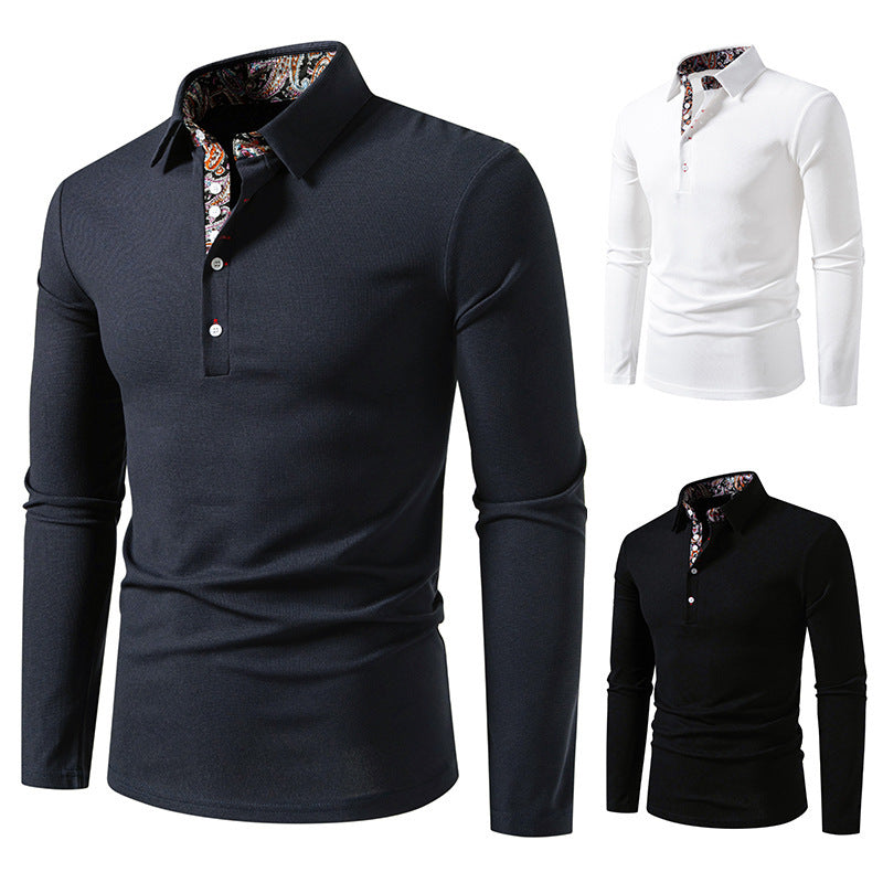 Herrar långärmad poloshirt med exceptionell krage-design Mirla-Eva Jonsson