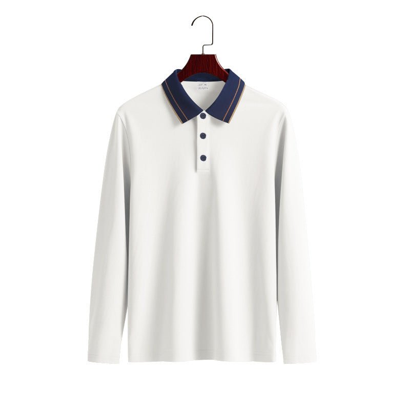 Herrar långärmad poloshirt med kontrasterande krage Eva Jonsson-Eva Jonsson