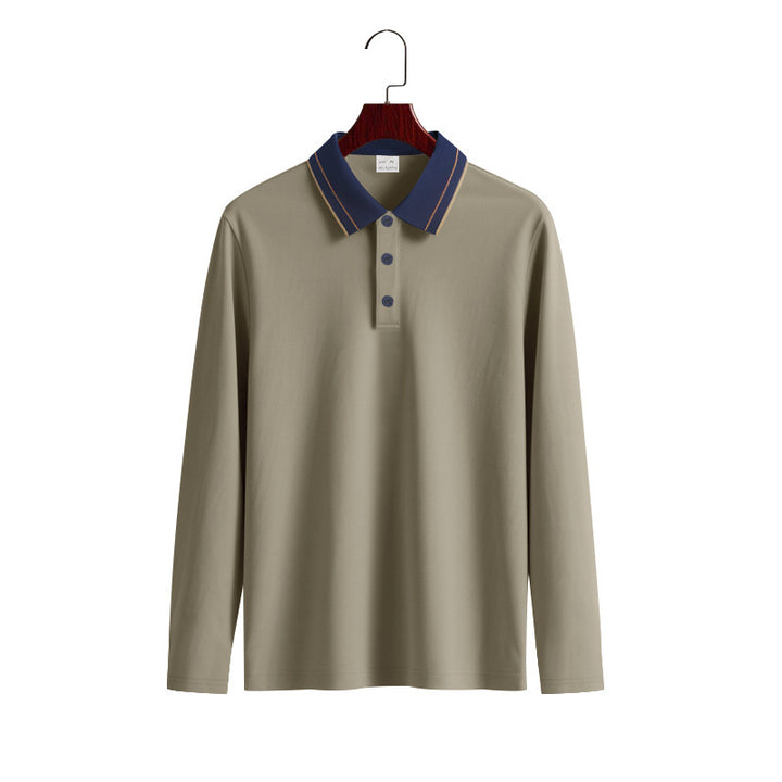 Herrar långärmad poloshirt med kontrasterande krage Eva Jonsson-Eva Jonsson