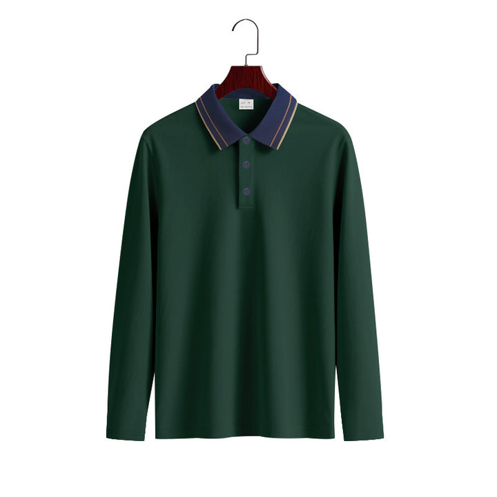 Herrar långärmad poloshirt med kontrasterande krage Eva Jonsson-Eva Jonsson