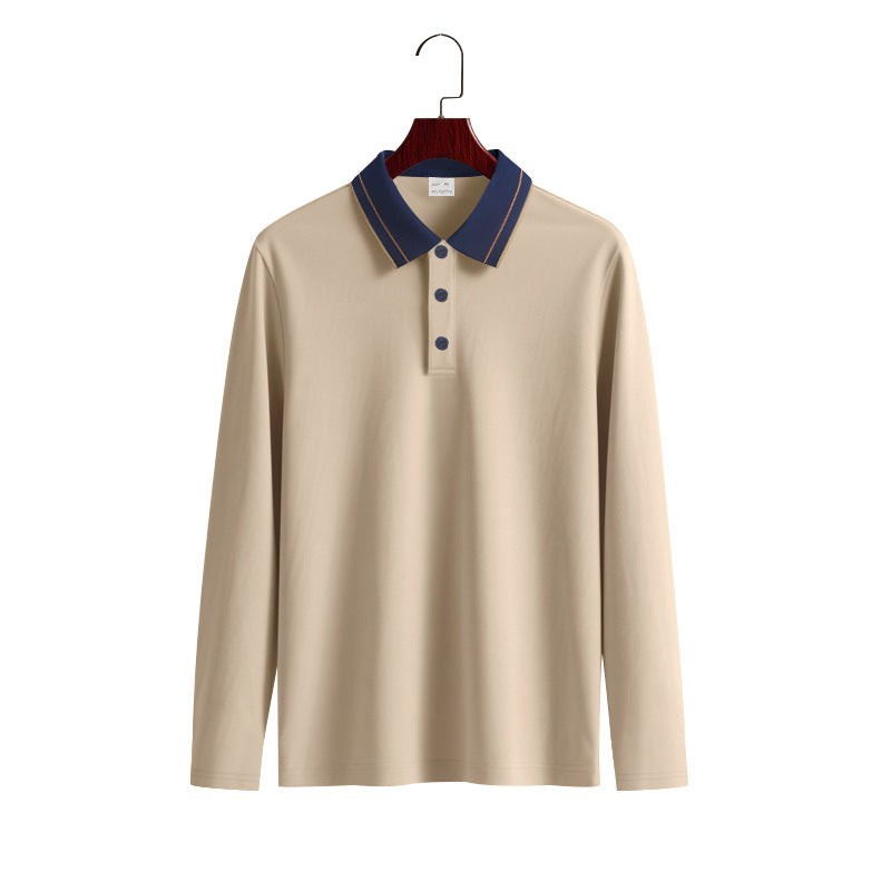 Herrar långärmad poloshirt med kontrasterande krage Mirla-Eva Jonsson