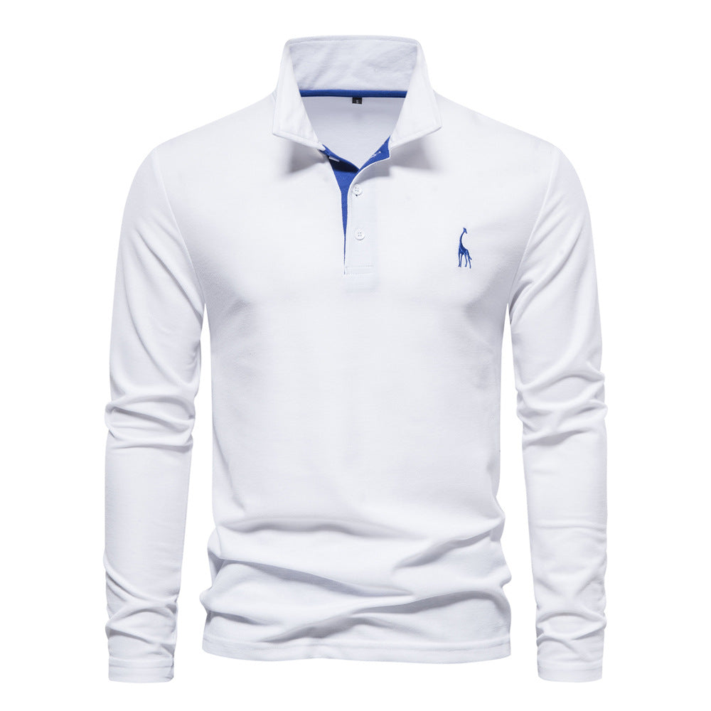 Herrar långärmad poloshirt med modern krage och andningsbar bomullskvalitet Eva Jonsson-Eva Jonsson