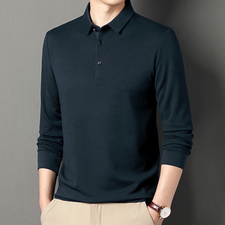 Herrar långärmad poloshirt med strukturerad design och modern passform Eva Jonsson-Eva Jonsson