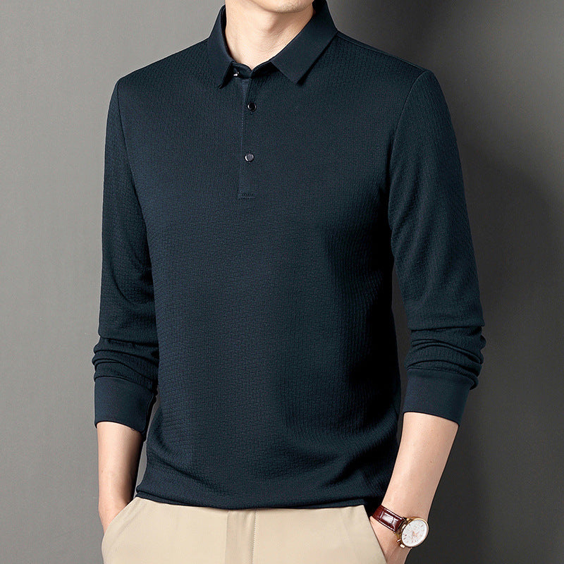 Herrar långärmad poloshirt med strukturerad design och modern passform Mirla-Eva Jonsson