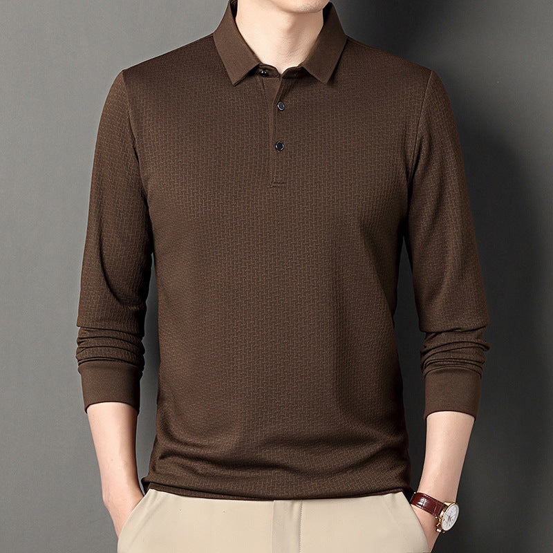 Herrar långärmad poloshirt med strukturerad design och modern passform Mirla-Eva Jonsson