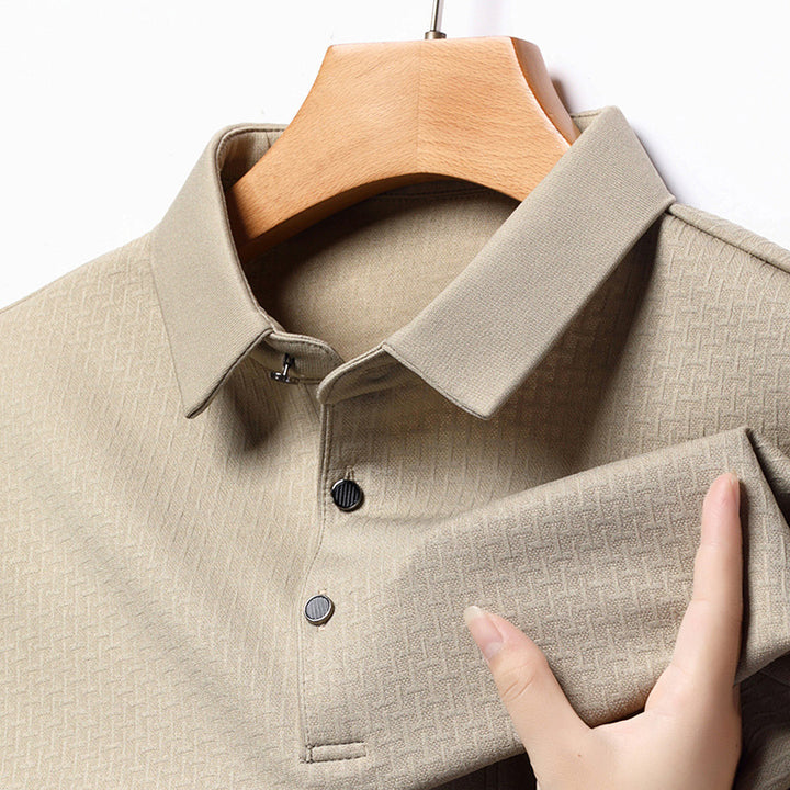 Herrar långärmad poloshirt med strukturerad design och modern passform Mirla-Eva Jonsson
