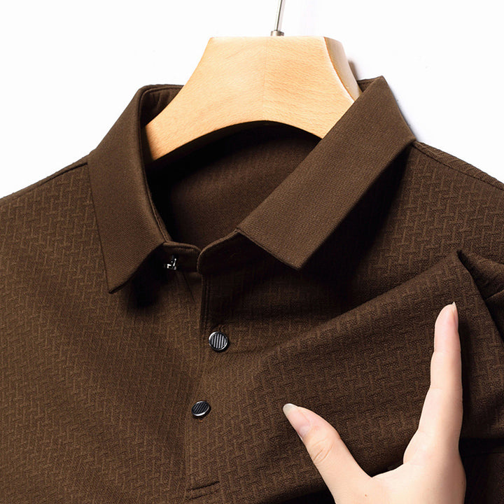 Herrar långärmad poloshirt med strukturerad design och modern passform Mirla-Eva Jonsson