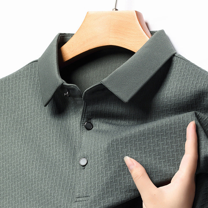 Herrar långärmad poloshirt med strukturerad design och modern passform Mirla-Eva Jonsson